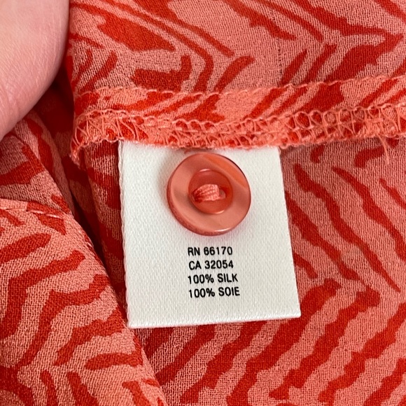 Anthropologie Maeve Tiburon Silk Button Blouse Size M Orange Coral Sheer - Picture 8 of 8